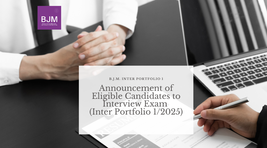 Announcement of Eligible Candidates to Interview Exam (Inter Portfolio 1/2025)